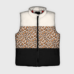 Женский жилет Леопардовый паттерн с черной и бежевой полосой