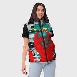 Женский жилет Cyberpunk 2077 гранж, цвет: 3D-черный — фото 2