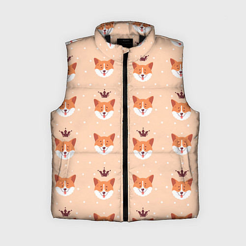 Женский жилет Паттерн с милыми мордочками собак породы корги / 3D-Черный – фото 1