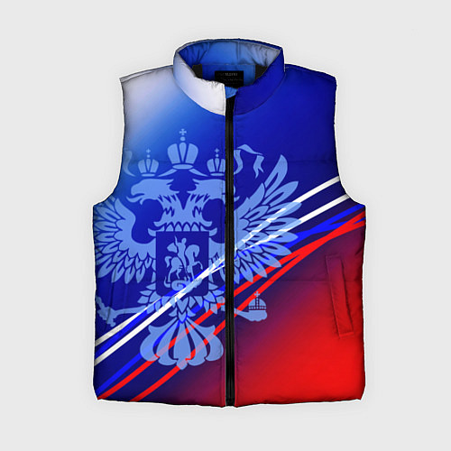 Женский жилет Герб России и градиент бело-сине-красный / 3D-Черный – фото 1