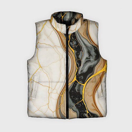 Женский жилет Золотистые прожилки в мраморе / 3D-Черный – фото 1