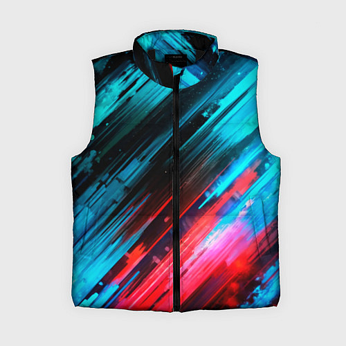 Женский жилет Синяя и красная краска на черном / 3D-Черный – фото 1