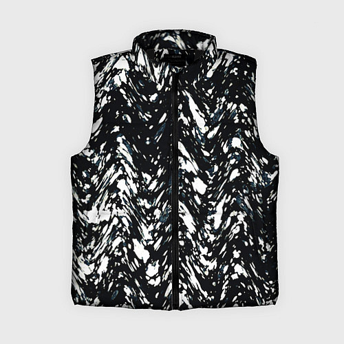 Женский жилет Искажённый пёстрый чёрно-белый / 3D-Черный – фото 1