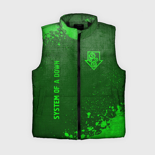Женский жилет System of a Down - green gradient вертикально / 3D-Черный – фото 1