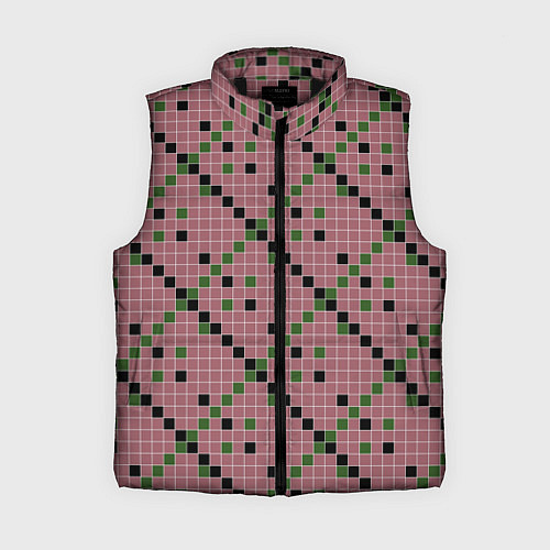 Женский жилет Коричневая с черным и зеленым плитка / 3D-Черный – фото 1