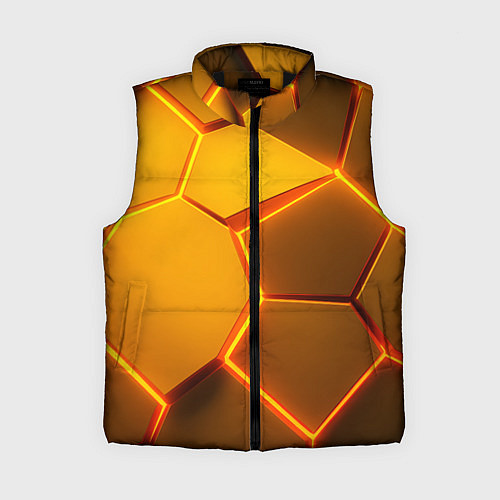 Женский жилет Желтые неоновые соты - текстура / 3D-Черный – фото 1