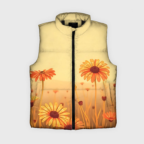 Женский жилет Цветы на закате / 3D-Черный – фото 1