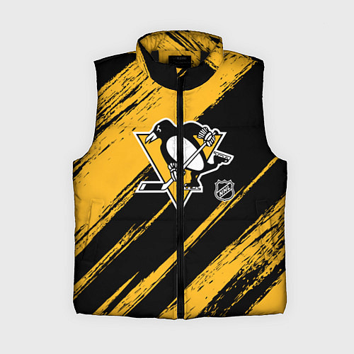 Женский жилет Питтсбург Пингвинз - брызги краски / 3D-Черный – фото 1