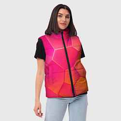 Женский жилет Розово-оранжевые плиты, цвет: 3D-черный — фото 2