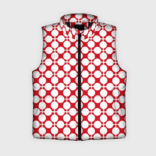 Женский жилет Красно белый узор в клетку и горох / 3D-Черный – фото 1