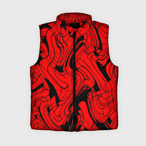 Женский жилет Чёрно-красный абстрактный линии / 3D-Черный – фото 1