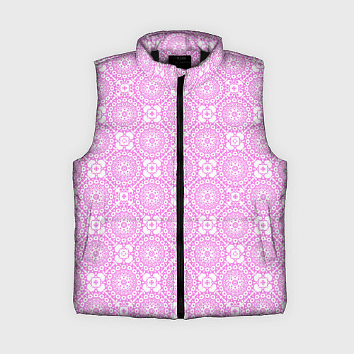 Женский жилет Бело розовый ажурный кружевной узор / 3D-Черный – фото 1