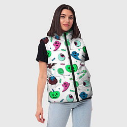 Женский жилет Halloween light green pumpkin - паттерн, цвет: 3D-черный — фото 2
