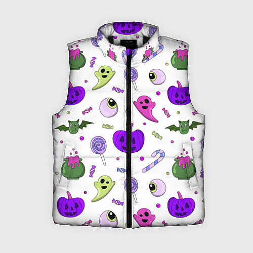 Женский жилет Halloween purple pumpkin pattern / 3D-Черный – фото 1