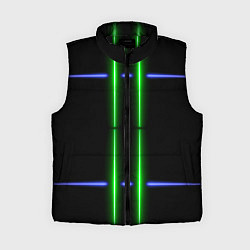 Женский жилет Neon black light blue green line, цвет: 3D-черный