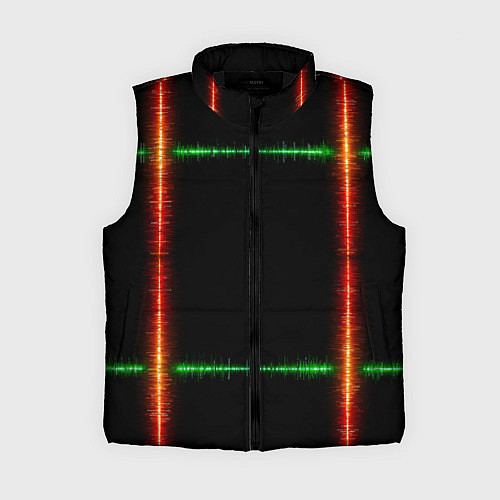Женский жилет Color green orange lines / 3D-Черный – фото 1