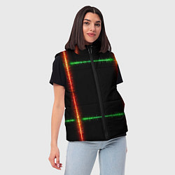 Женский жилет Color green orange lines, цвет: 3D-черный — фото 2