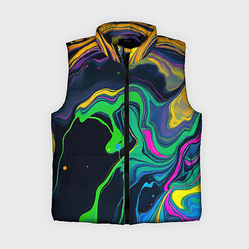 Женский жилет Разводы и переливы разноцветной краски / 3D-Черный – фото 1