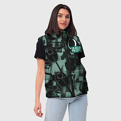 Женский жилет Номер 456 на фоне масок игры в кальмара, цвет: 3D-черный — фото 2