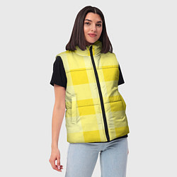 Женский жилет Солнечный желтый тартан, цвет: 3D-черный — фото 2