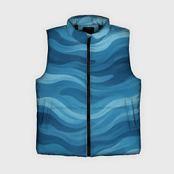 Женский жилет Камуфляжные синие волны, цвет: 3D-черный