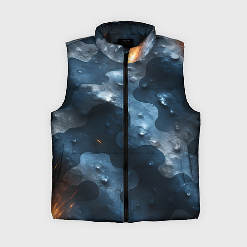 Женский жилет Синий камуфляж с каплями / 3D-Черный – фото 1