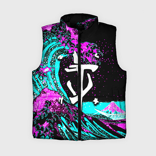 Женский жилет Doom самураи неоновая волна / 3D-Черный – фото 1