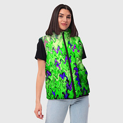 Женский жилет Ярко-зелёный стекающая абстаркция, цвет: 3D-черный — фото 2
