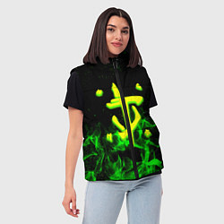 Женский жилет Doom кислотное лого огненный, цвет: 3D-черный — фото 2