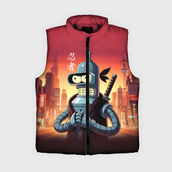 Женский жилет Крутой ниндзя Бендер в ночном городе, цвет: 3D-черный