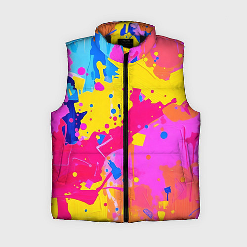 Женский жилет Яркие пятна акриловой краски на стене / 3D-Черный – фото 1