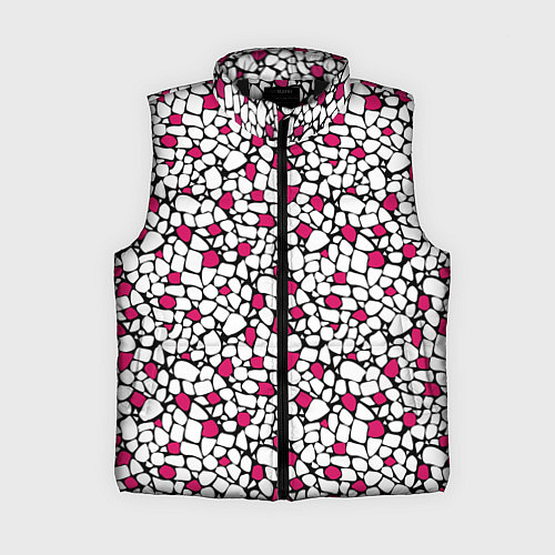Женский жилет Мелкий красно белый мозаичный узор на черном / 3D-Черный – фото 1