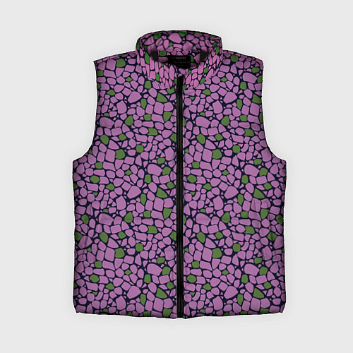 Женский жилет Мозаичный мелкий узор фиолетовый с зелеными вкрапл / 3D-Черный – фото 1