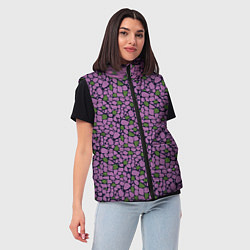 Женский жилет Мозаичный мелкий узор фиолетовый с зелеными вкрапл, цвет: 3D-черный — фото 2
