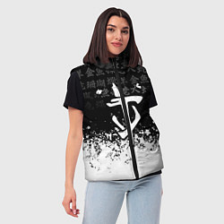 Женский жилет Doom японские символы краски, цвет: 3D-черный — фото 2