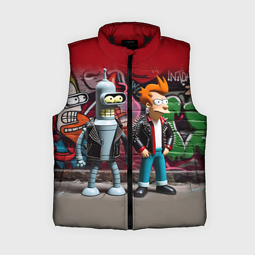 Женский жилет Bender bending robot and Fry - ai art graffiti / 3D-Черный – фото 1