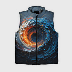 Женский жилет Краска синяя и оранжевая в форме вихря, цвет: 3D-черный