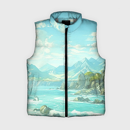 Женский жилет Художественный берег со скалами / 3D-Светло-серый – фото 1
