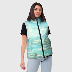 Женский жилет Художественный берег со скалами, цвет: 3D-светло-серый — фото 2