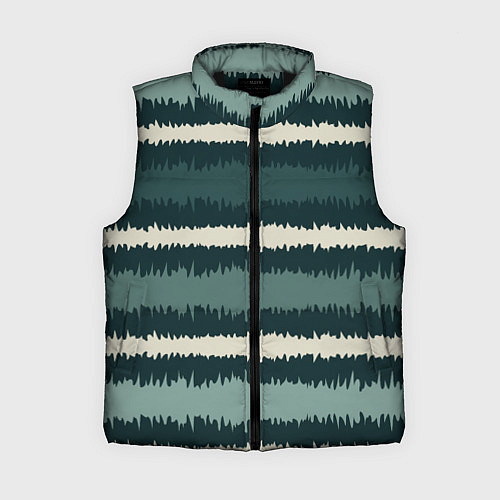 Женский жилет Полосы зигзагообразные зеленые / 3D-Черный – фото 1
