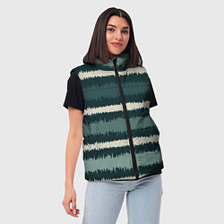 Женский жилет Полосы зигзагообразные зеленые, цвет: 3D-черный — фото 2