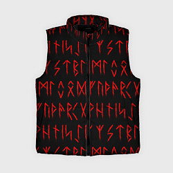 Женский жилет Красные символы древних рун крупные - паттерн, цвет: 3D-черный