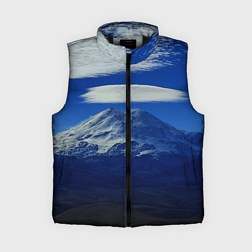 Женский жилет Эльбрус с облаками / 3D-Черный – фото 1