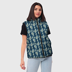 Женский жилет Абстрактные капли узор сине-зелёный, цвет: 3D-черный — фото 2