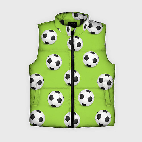 Женский жилет Футбольные мячи на зеленом / 3D-Черный – фото 1