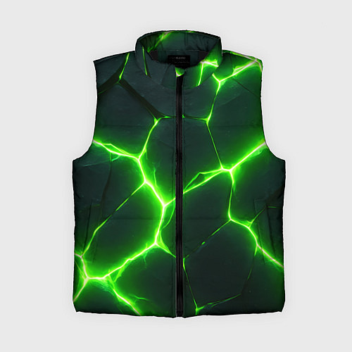 Женский жилет Кислотный зеленый разлом / 3D-Черный – фото 1