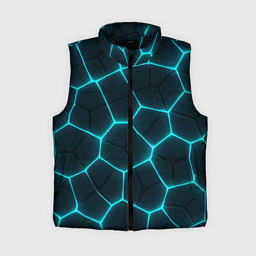 Женский жилет Неоновые голубые соты / 3D-Черный – фото 1