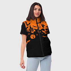 Женский жилет Хэллоуин тыквы и призраки, цвет: 3D-черный — фото 2