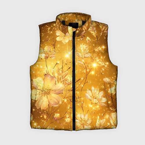 Женский жилет Цветочный золотой с искрами / 3D-Черный – фото 1