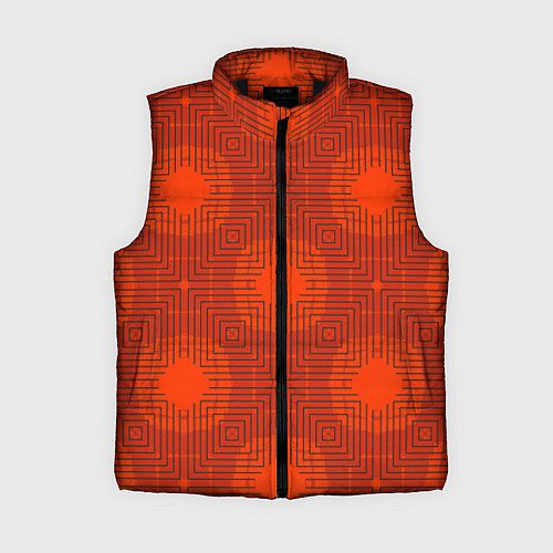 Женский жилет Красные ромбы на решетке из линий / 3D-Черный – фото 1